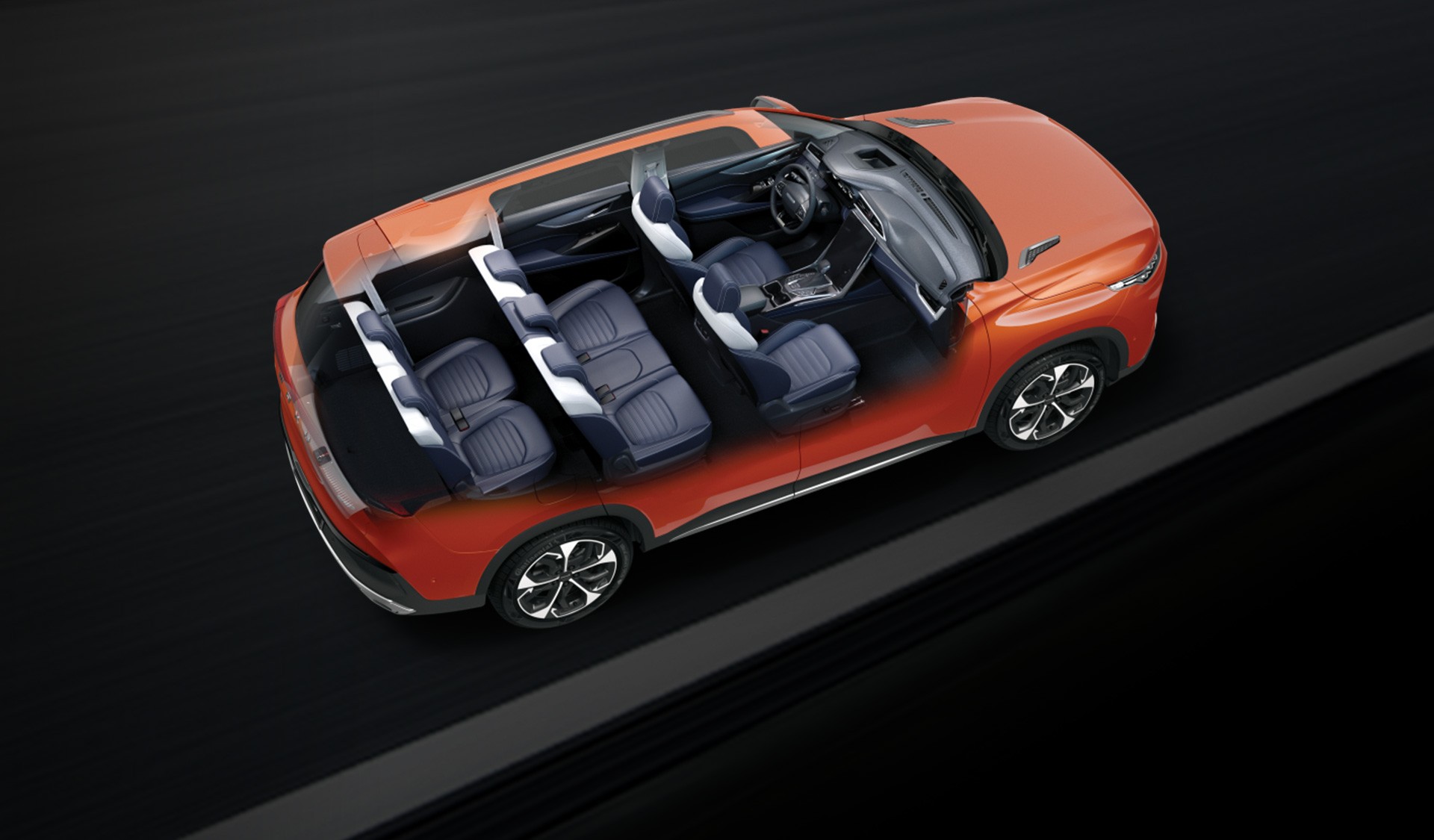 D60 aerial cutaway three-row seating