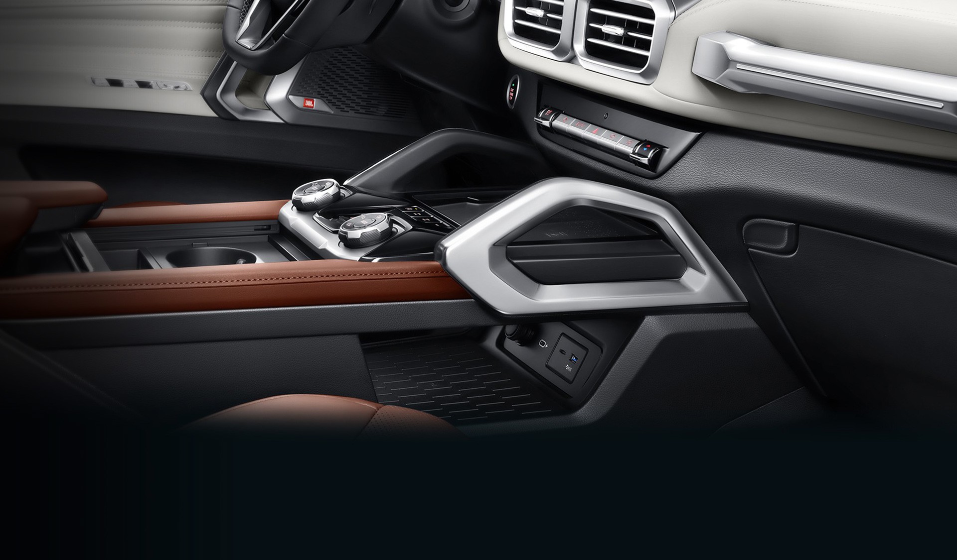 D90 center console close-up