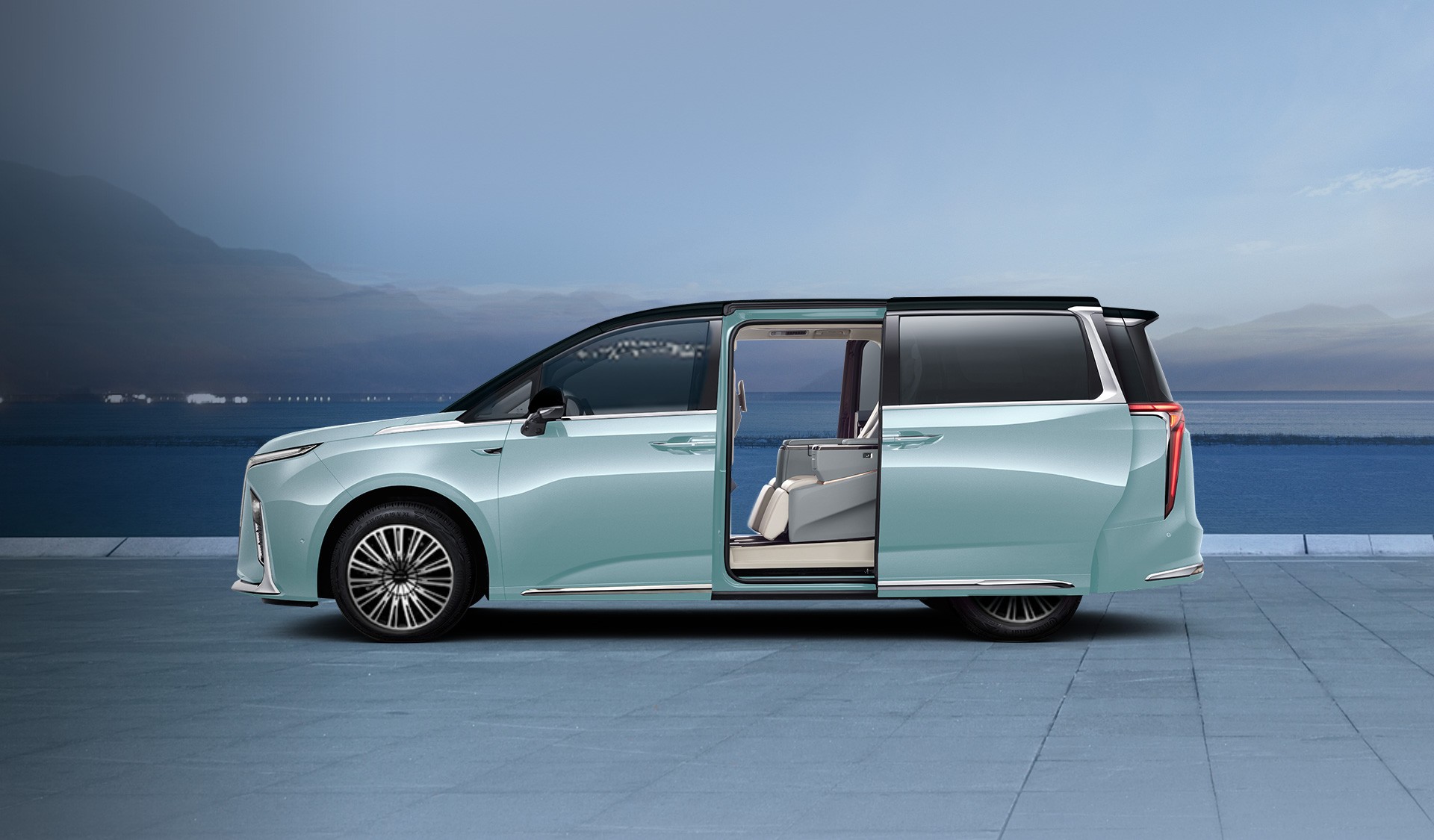 MIFA 9 side profile sliding door open ocean